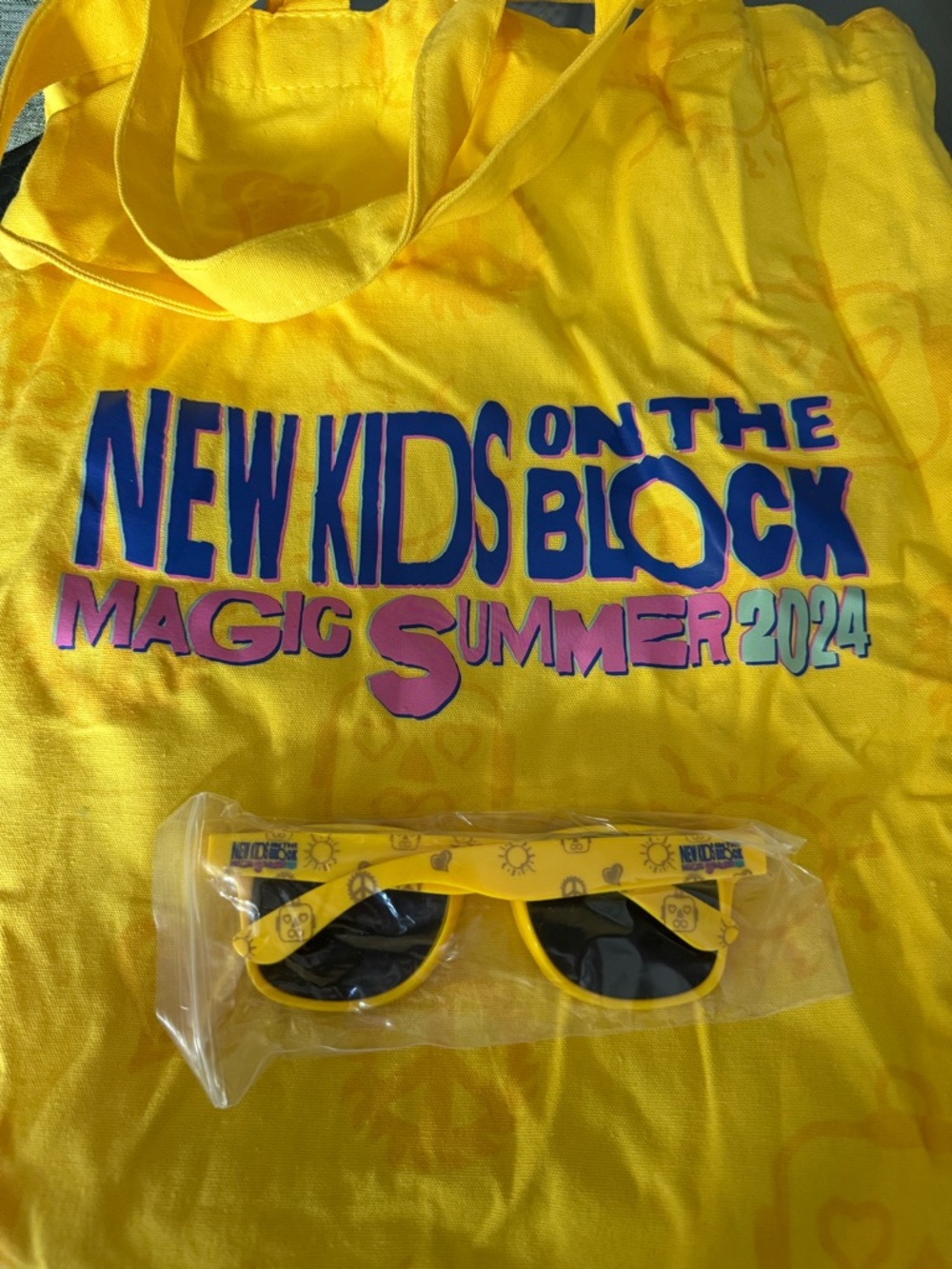 New Kids on the Block "Magic Summer 2024" Yellow Tote with Sunglasses